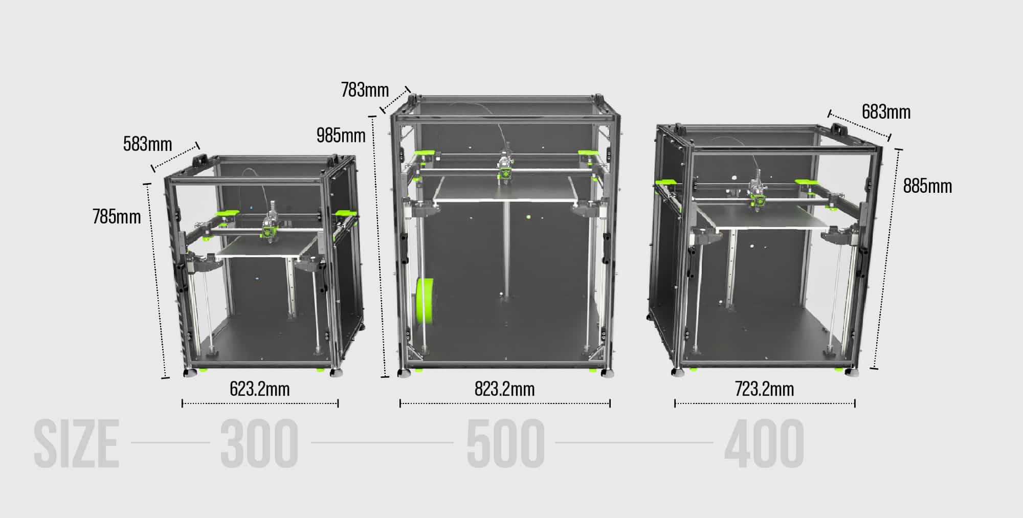 V-Core 4 en trois tailles - 300, 400 et 500 mm